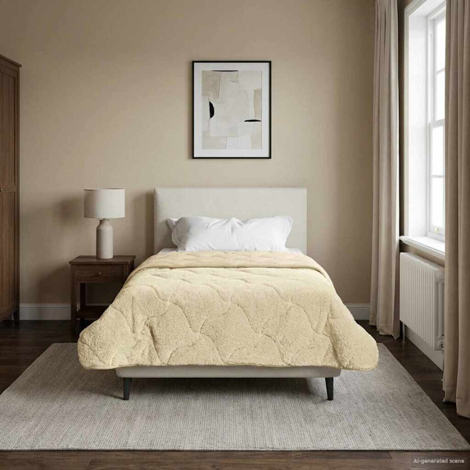 vidaXL Zomer Dekbed Crème 155 x 200 cm Microfiber en Teddy fleece afbeelding 1