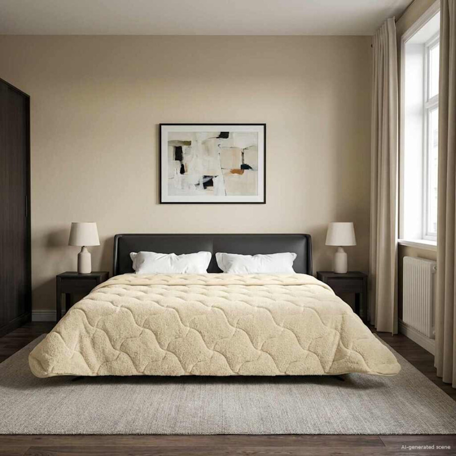 vidaXL Zomer Dekbed Crème 200 x 240 cm Microfiber en Teddy fleece afbeelding 1