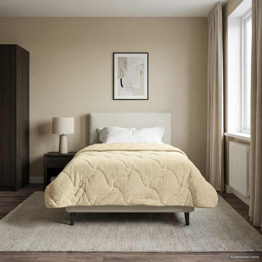 vidaXL Zomer Dekbed Crème 140 x 220 cm Microfiber en Teddy fleece afbeelding 1