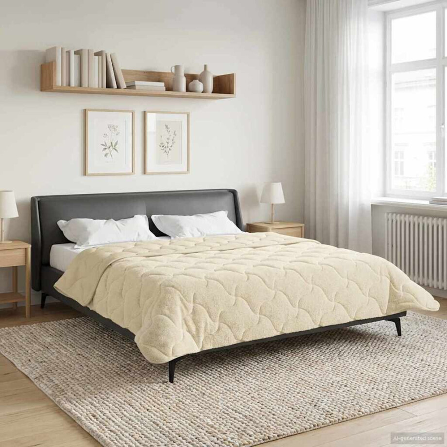 vidaXL Zomer Dekbed Crème 220 x 260 cm Microfiber en Teddy fleece afbeelding 1