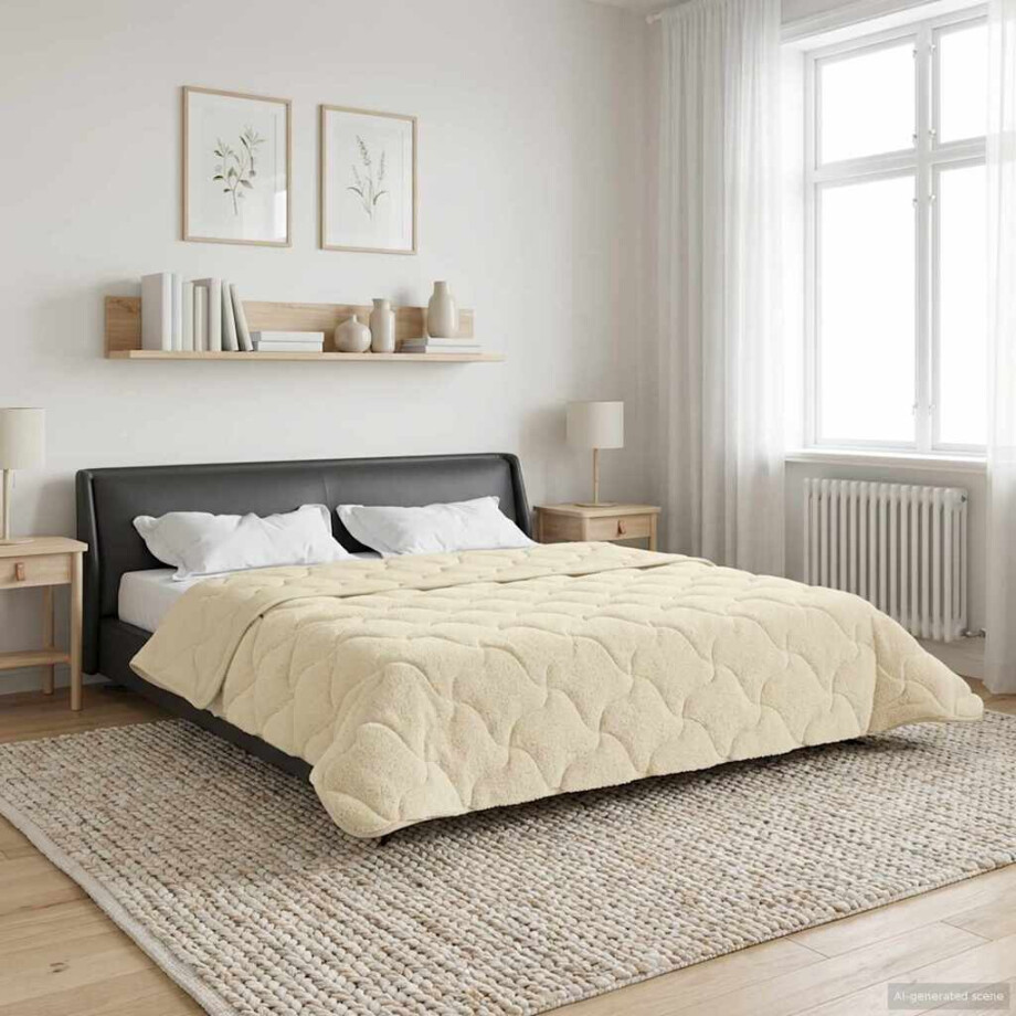 vidaXL Zomer Dekbed Crème 240 x 260 cm Microfiber en Teddy fleece afbeelding 1