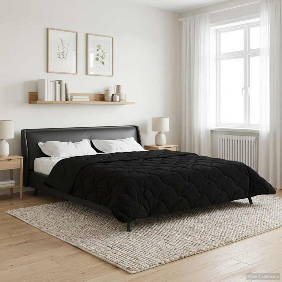 vidaXL Vol jaar dekbed Zwart 240 x 260 cm Microfiber en Teddy fleece afbeelding 1