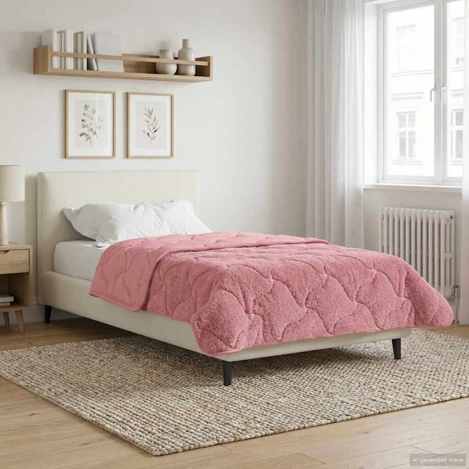vidaXL Vol jaar dekbed Roze 135 x 220 cm Microfiber en Teddy fleece afbeelding 1