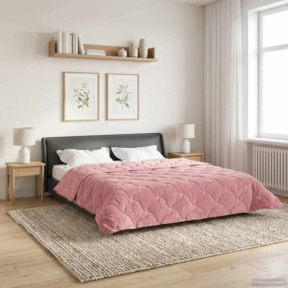 vidaXL Vol jaar dekbed Roze 220 x 240 cm Microfiber en Teddy fleece afbeelding 1