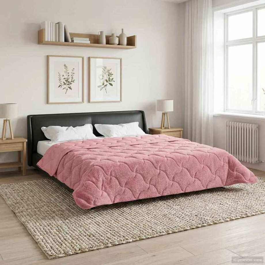 vidaXL Vol jaar dekbed Roze 220 x 260 cm Microfiber en Teddy fleece vidaXL Vol jaar dekbed Roze 220 x 260 cm Microfiber en Teddy fleece afbeelding 1