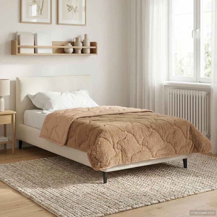 vidaXL Vol jaar dekbed Taupe 135 x 200 cm Microfiber en Teddy fleece afbeelding 1