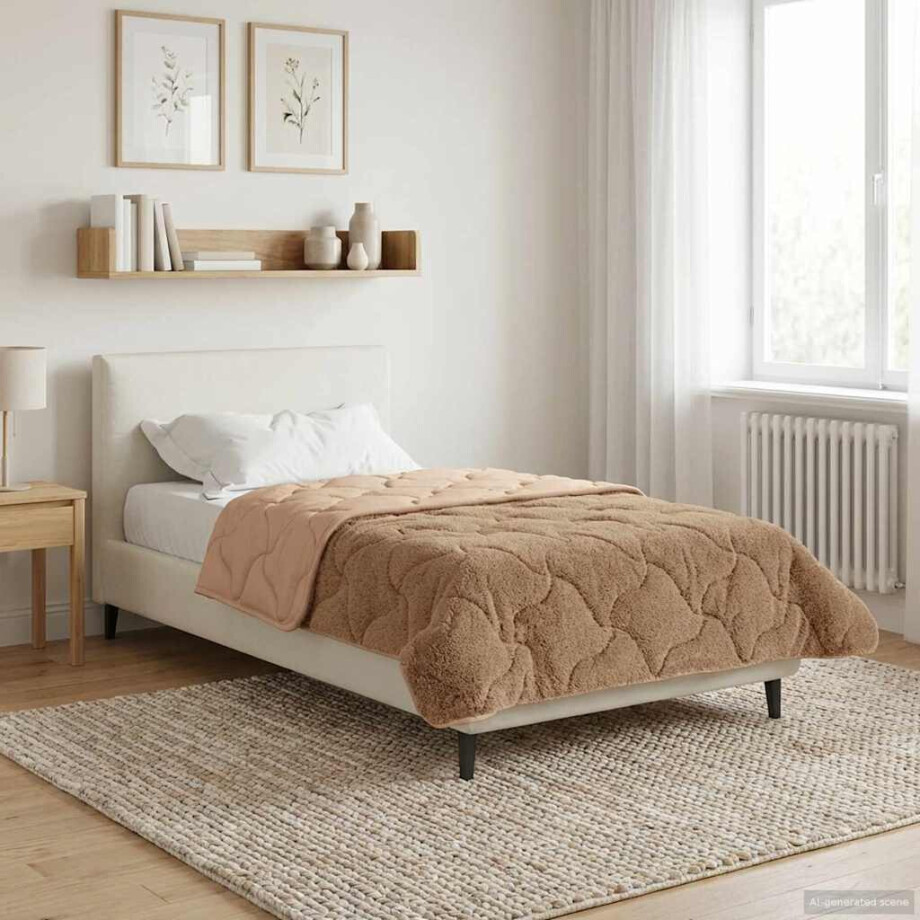 vidaXL Vol jaar dekbed Taupe 155 x 200 cm Microfiber en Teddy fleece afbeelding 1