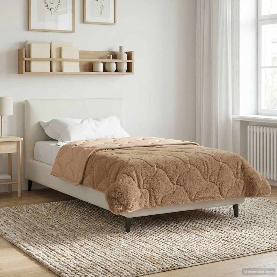 vidaXL Vol jaar dekbed Taupe 155 x 220 cm Microfiber en Teddy fleece afbeelding 1