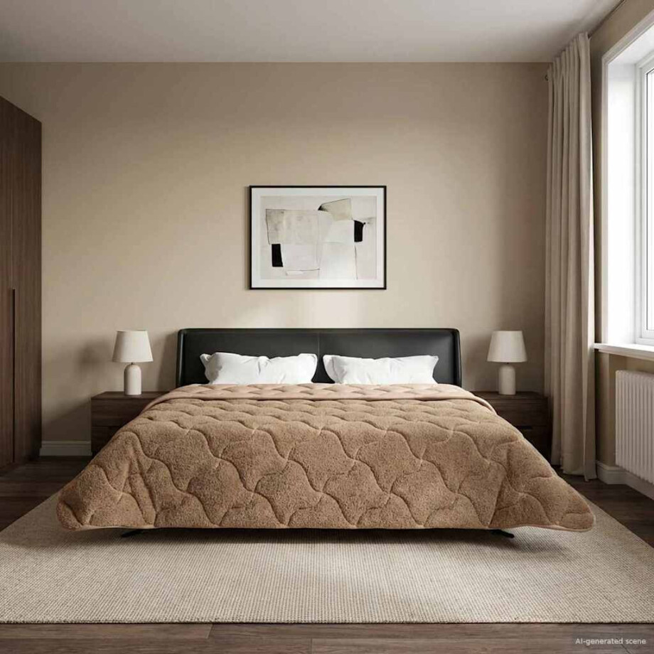 vidaXL Vol jaar dekbed Taupe 200 x 220 cm Microfiber en Teddy fleece afbeelding 1