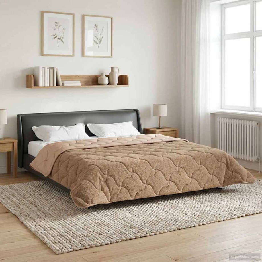 vidaXL Vol jaar dekbed Taupe 220 x 240 cm Microfiber en Teddy fleece afbeelding 1