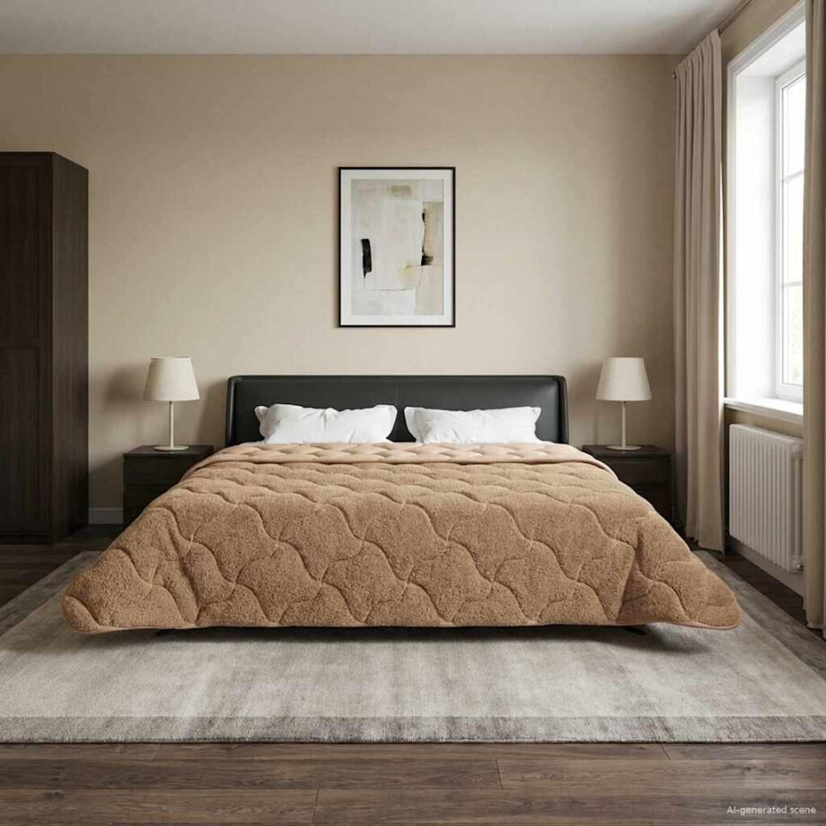 vidaXL Vol jaar dekbed Taupe 240 x 260 cm Microfiber en Teddy fleece afbeelding 1