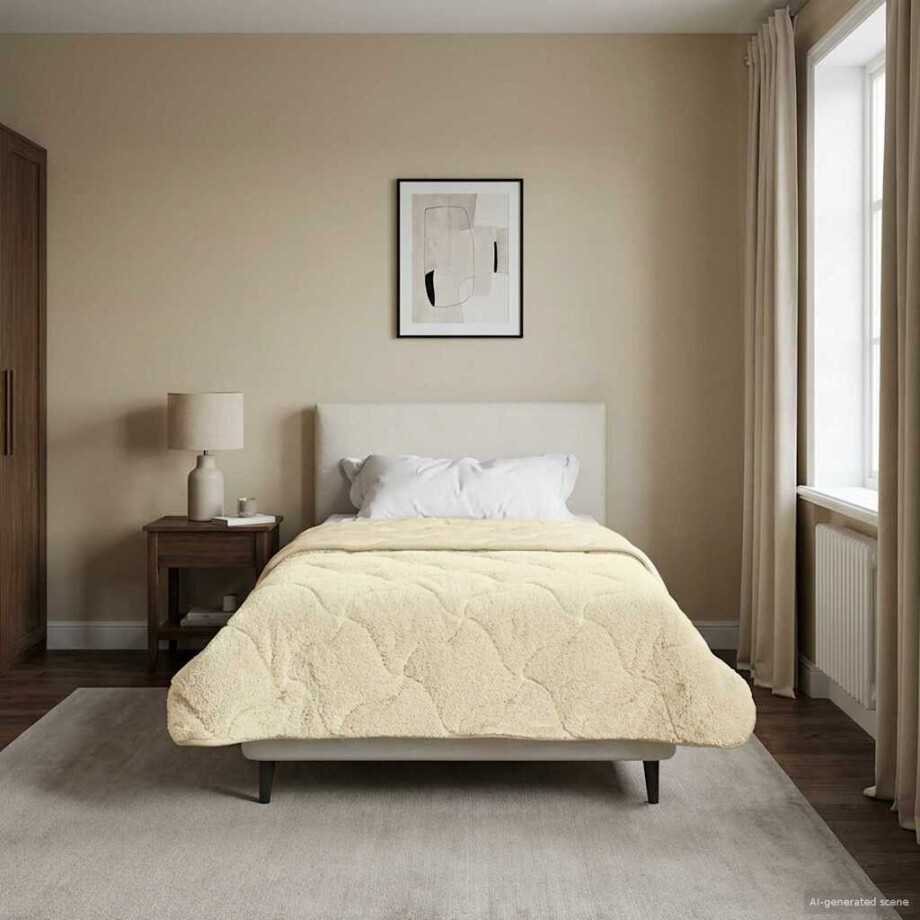 vidaXL Vol jaar dekbed Crème 135 x 200 cm Microfiber en Teddy fleece afbeelding 1