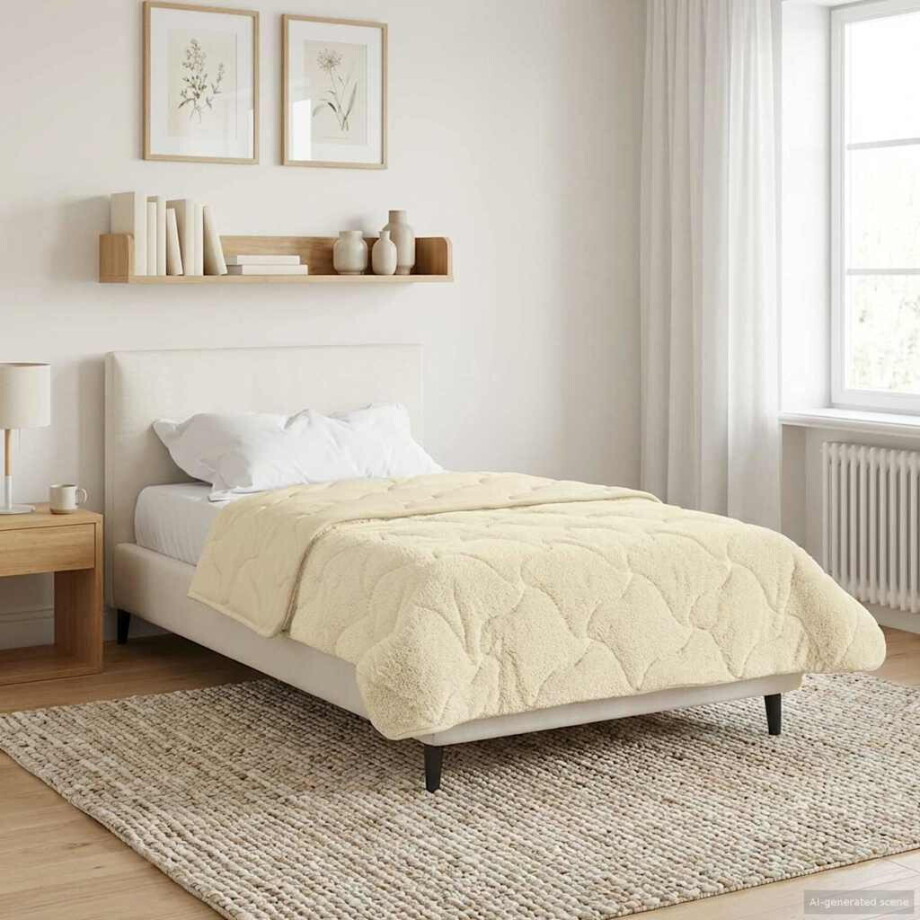 vidaXL Vol jaar dekbed Crème 140 x 200 cm Microfiber en Teddy fleece afbeelding 1