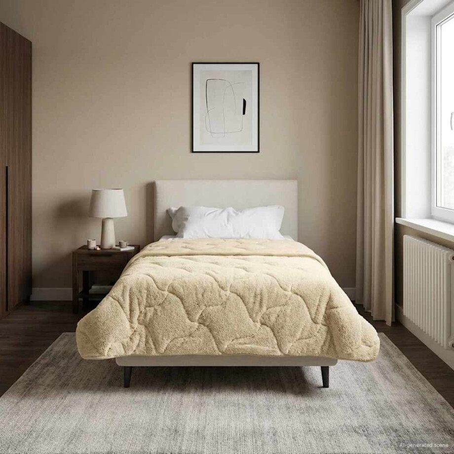 vidaXL Vol jaar dekbed Crème 155 x 200 cm Microfiber en Teddy fleece afbeelding 1