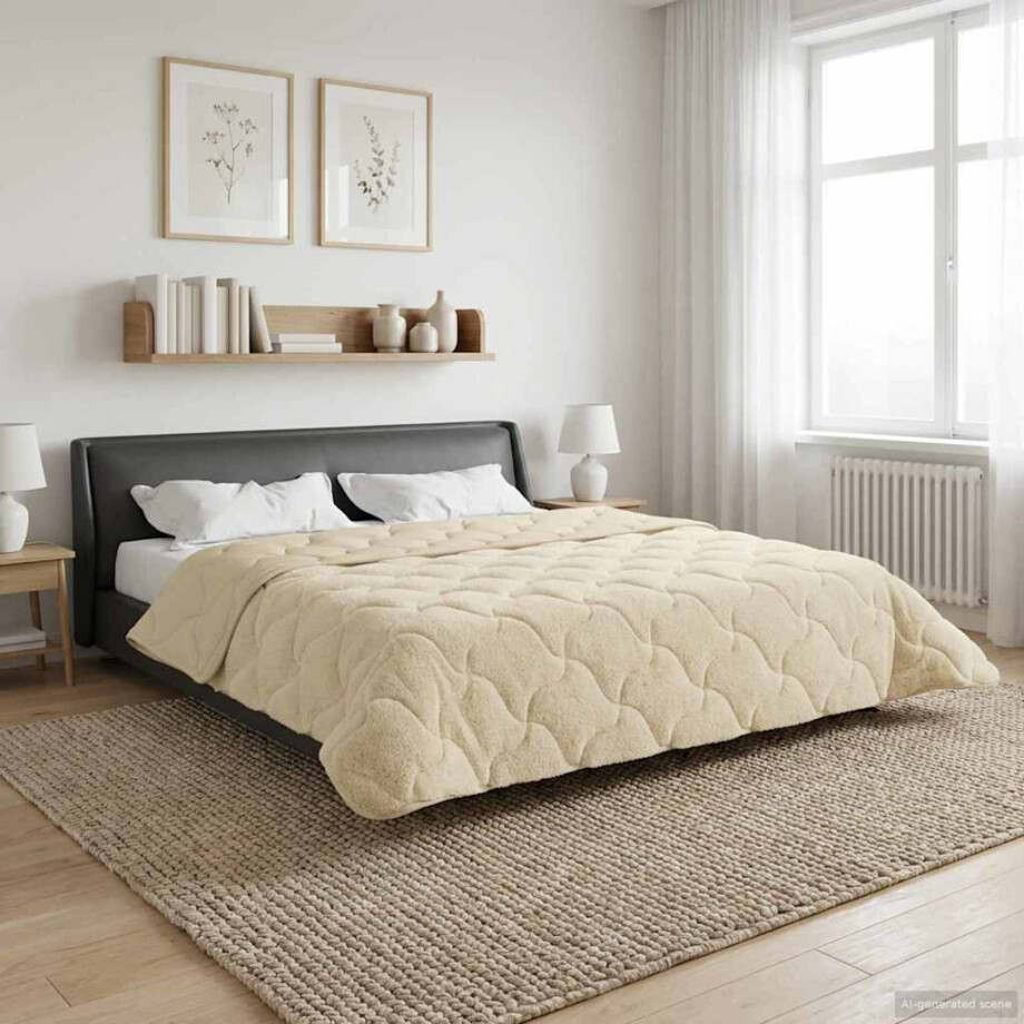 vidaXL Vol jaar dekbed Crème 200 x 200 cm Microfiber en Teddy fleece afbeelding 1