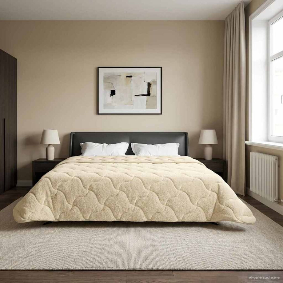 vidaXL Vol jaar dekbed Crème 200 x 240 cm Microfiber en Teddy fleece afbeelding 1