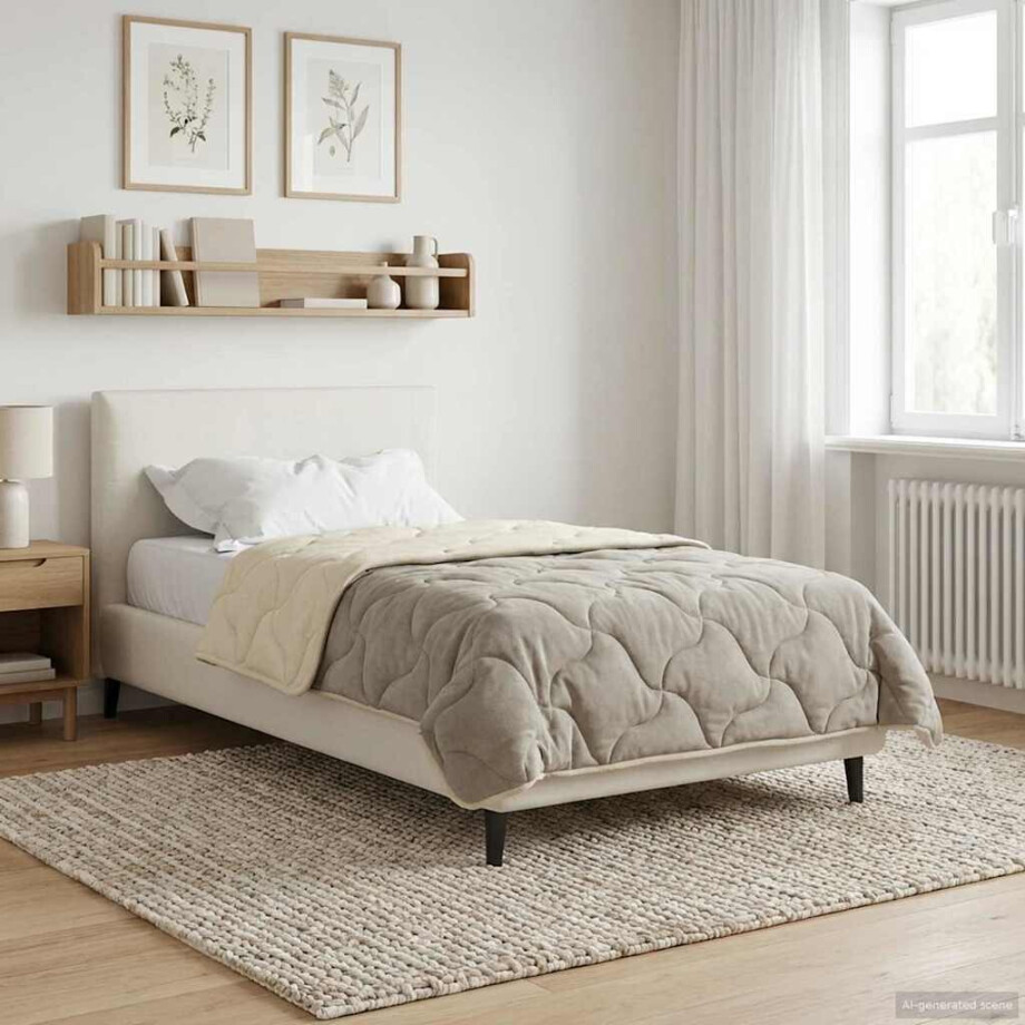 vidaXL Vol jaar dekbed Crème 155 x 220 cm Microfiber en Teddy fleece vidaXL Vol jaar dekbed Crème 155 x 220 cm Microfiber en Teddy fleece afbeelding 1