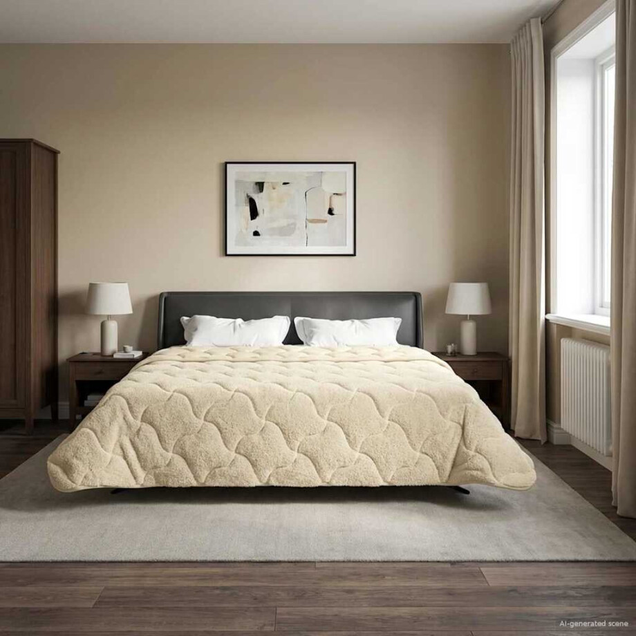 vidaXL Vol jaar dekbed Crème 200 x 220 cm Microfiber en Teddy fleece vidaXL Vol jaar dekbed Crème 200 x 220 cm Microfiber en Teddy fleece afbeelding 1
