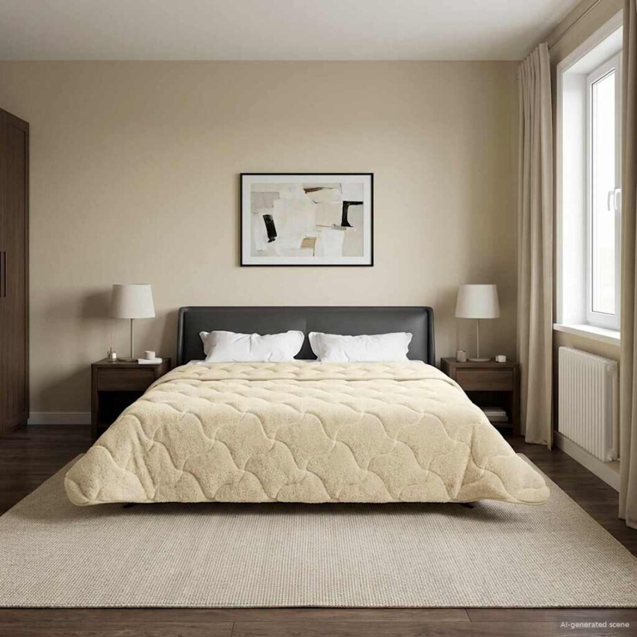 vidaXL Vol jaar dekbed Crème 220 x 260 cm Microfiber en Teddy fleece afbeelding 1