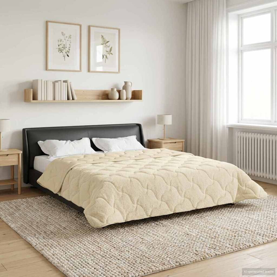 vidaXL Vol jaar dekbed Crème 240 x 260 cm Microfiber en Teddy fleece afbeelding 1