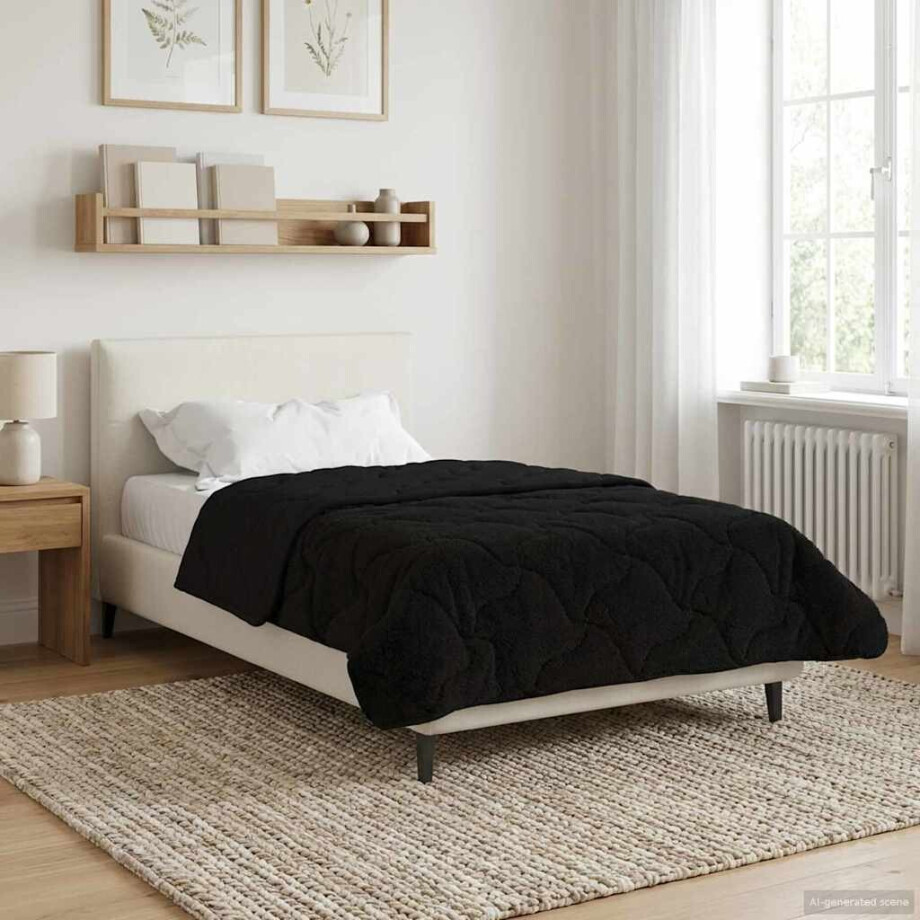 vidaXL Winter Dekbed Zwart 135 x 200 cm Microfiber en Teddy fleece afbeelding 1
