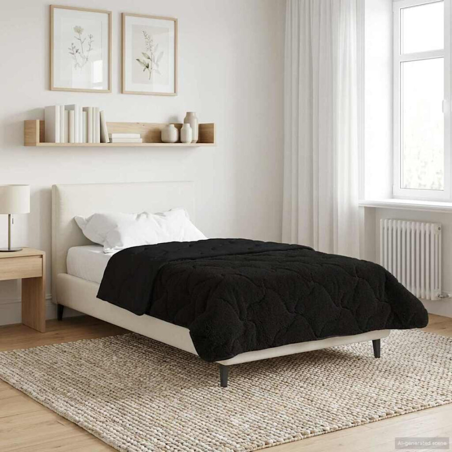 vidaXL Winter Dekbed Zwart 155 x 200 cm Microfiber en Teddy fleece vidaXL Winter Dekbed Zwart 155 x 200 cm Microfiber en Teddy fleece afbeelding 1