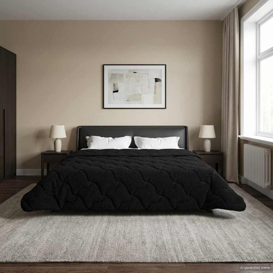 vidaXL Winter Dekbed Zwart 200 x 200 cm Microfiber en Teddy fleece vidaXL Winter Dekbed Zwart 200 x 200 cm Microfiber en Teddy fleece afbeelding 1