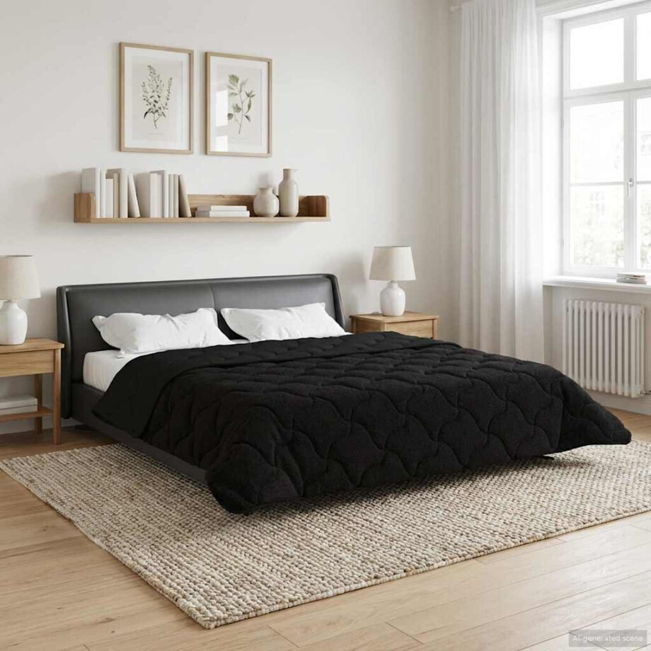 vidaXL Winter Dekbed Zwart 200 x 220 cm Microfiber en Teddy fleece afbeelding 1