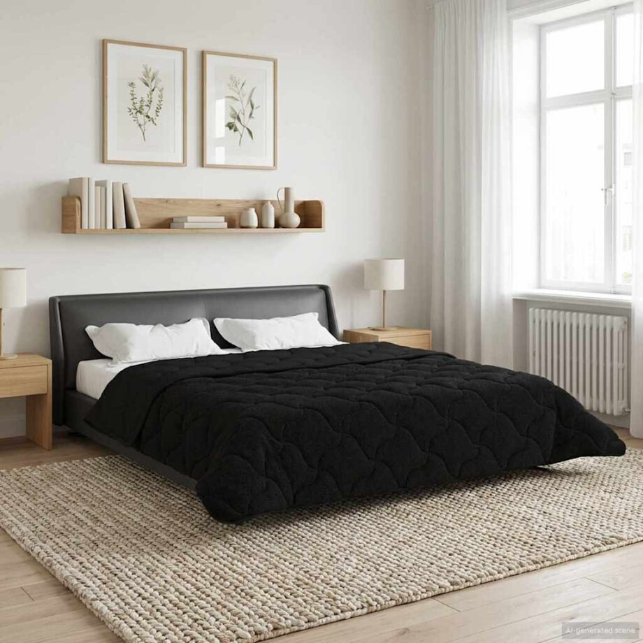 vidaXL Winter Dekbed Zwart 220 x 260 cm Microfiber en Teddy fleece afbeelding 1