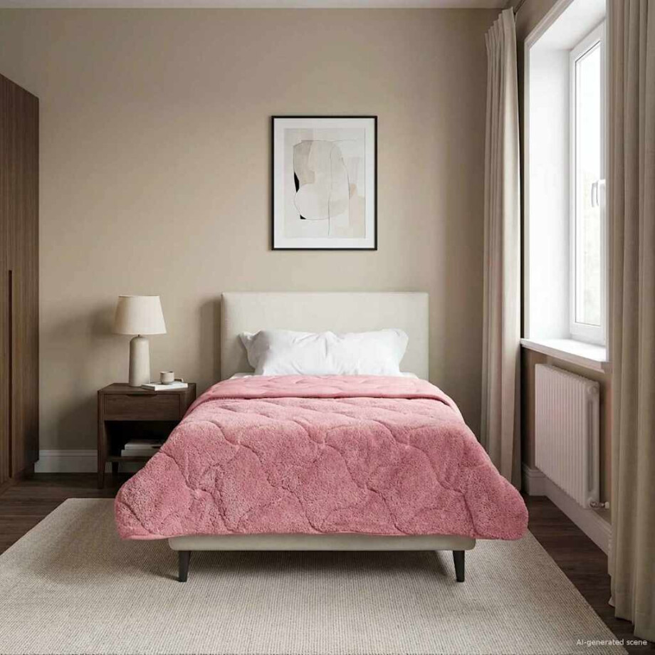 vidaXL Winter Dekbed Roze 140 x 220 cm Microfiber en Teddy fleece vidaXL Winter Dekbed Roze 140 x 220 cm Microfiber en Teddy fleece afbeelding 1