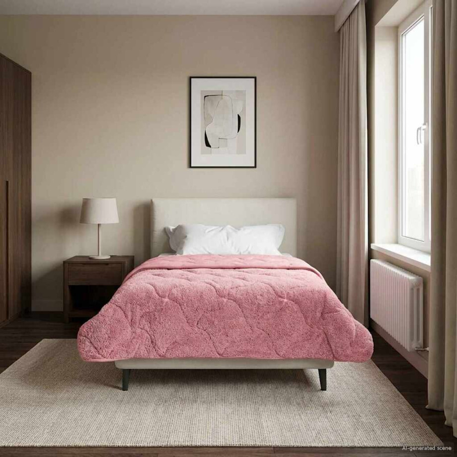 vidaXL Winter Dekbed Roze 140 x 220 cm Microfiber en Teddy fleece vidaXL Winter Dekbed Roze 140 x 220 cm Microfiber en Teddy fleece afbeelding 1