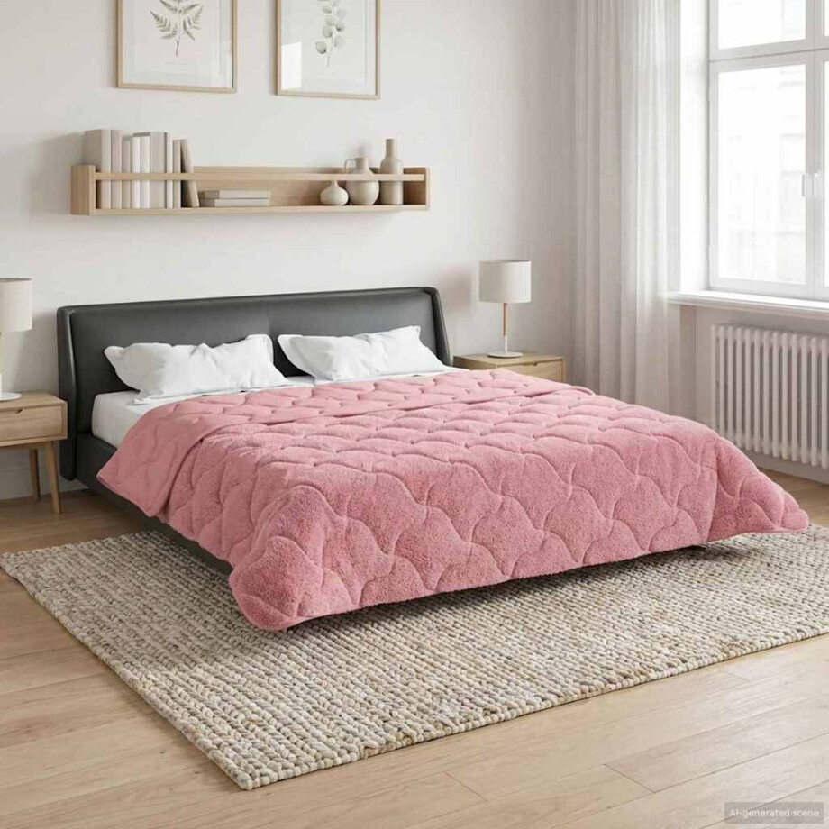 vidaXL Winter Dekbed Roze 220 x 240 cm Microfiber en Teddy fleece afbeelding 1