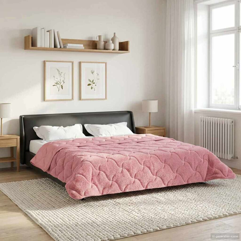vidaXL Winter Dekbed Roze 220 x 260 cm Microfiber en Teddy fleece afbeelding 1
