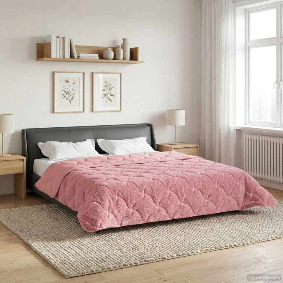 vidaXL Winter Dekbed Roze 240 x 260 cm Microfiber en Teddy fleece vidaXL Winter Dekbed Roze 240 x 260 cm Microfiber en Teddy fleece afbeelding 1