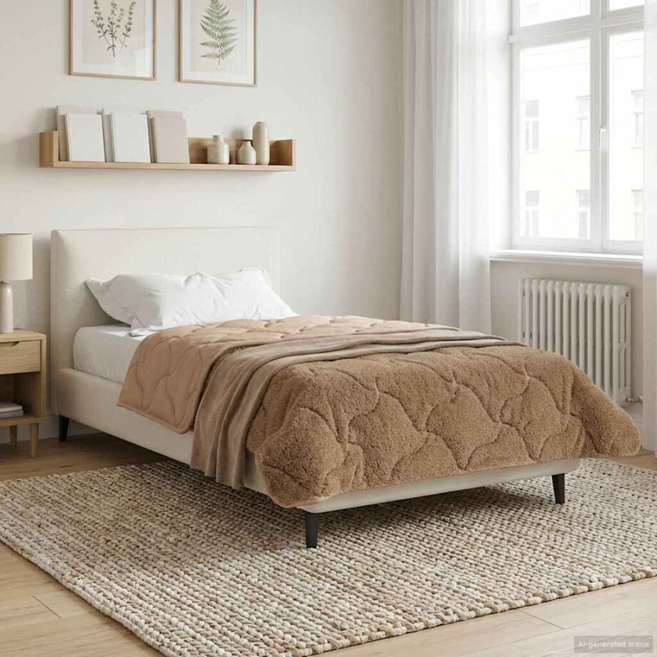 vidaXL Winter Dekbed Taupe 155 x 220 cm Microfiber en Teddy fleece afbeelding 1