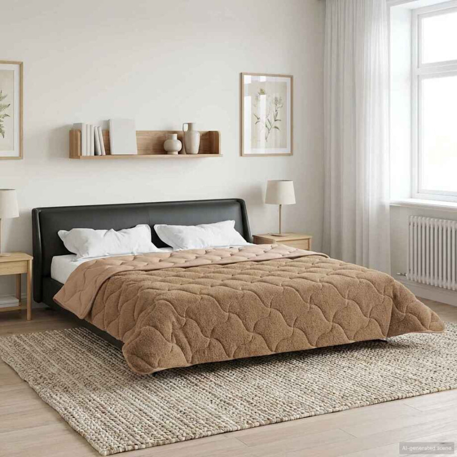 vidaXL Winter Dekbed Taupe 220 x 260 cm Microfiber en Teddy fleece afbeelding 1