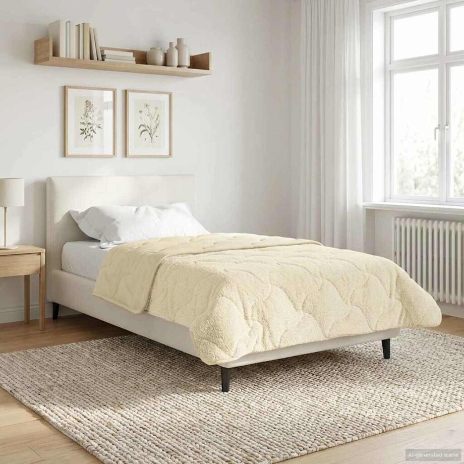 vidaXL Winter Dekbed Crème 140 x 200 cm Microfiber en Teddy fleece afbeelding 1