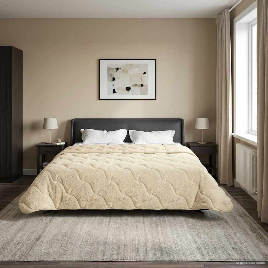 vidaXL Winter Dekbed Crème 200 x 200 cm Microfiber en Teddy fleece afbeelding 1