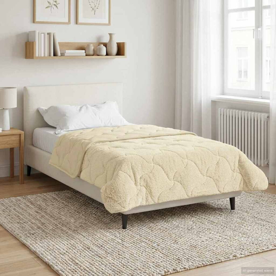 vidaXL Winter Dekbed Crème 155 x 220 cm Microfiber en Teddy fleece afbeelding 1