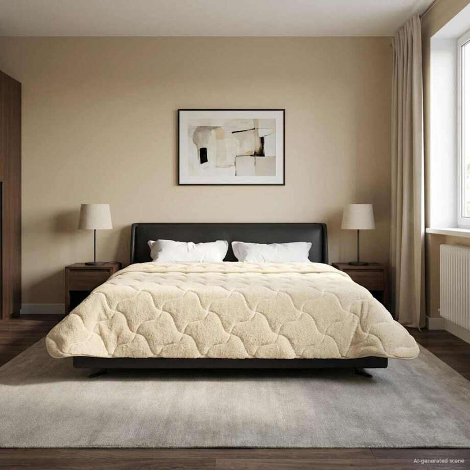 vidaXL Winter Dekbed Crème 220 x 240 cm Microfiber en Teddy fleece afbeelding 1