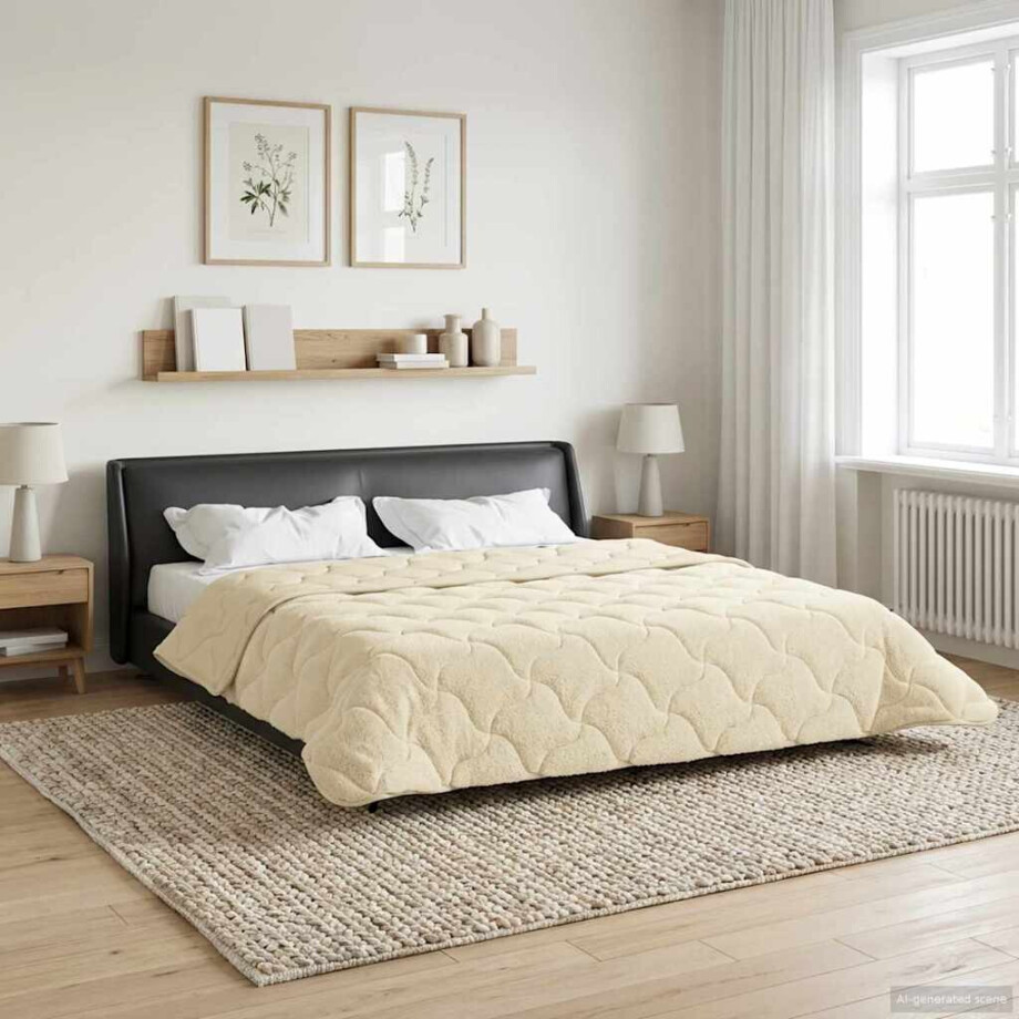 vidaXL Winter Dekbed Crème 220 x 260 cm Microfiber en Teddy fleece afbeelding 1