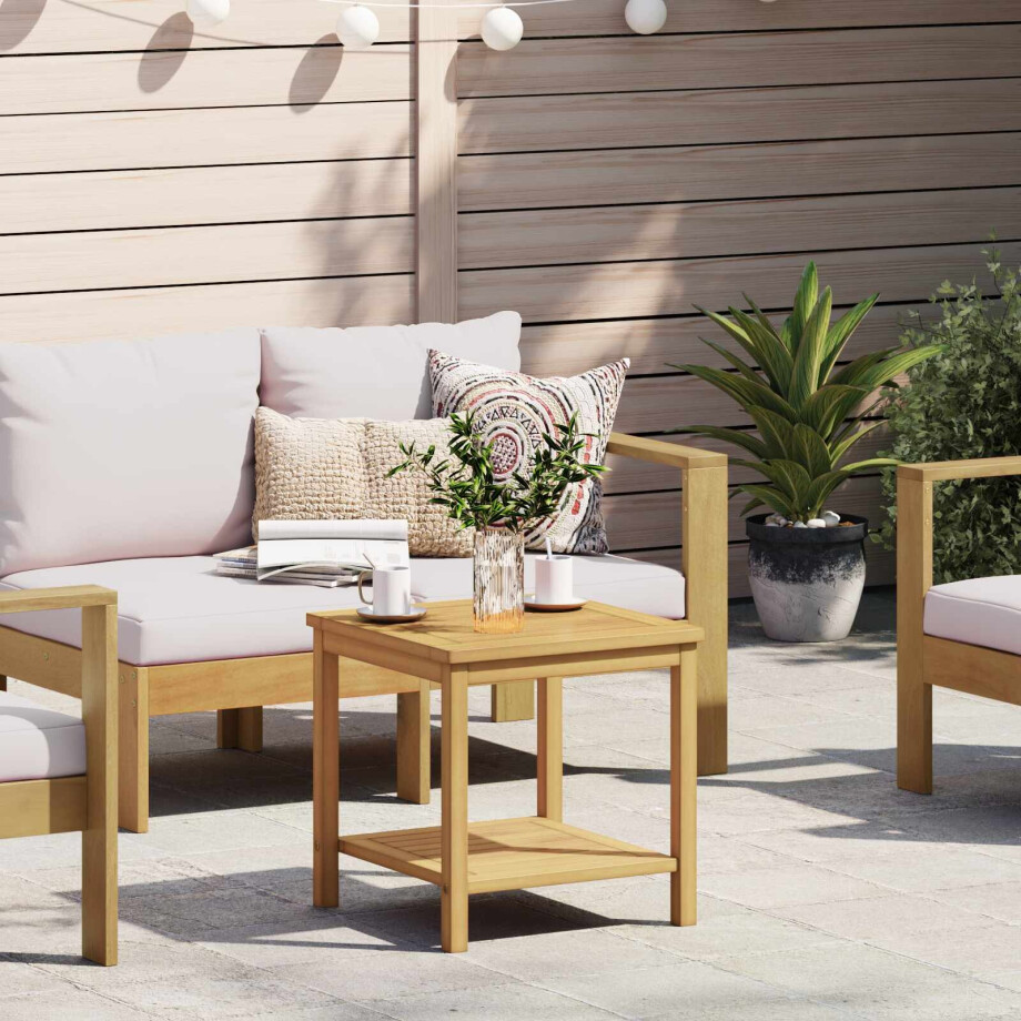 vidaXL Bijzettafel Olie naturel 45 x 45 x 45 cm Massief Acaciahout afbeelding 1