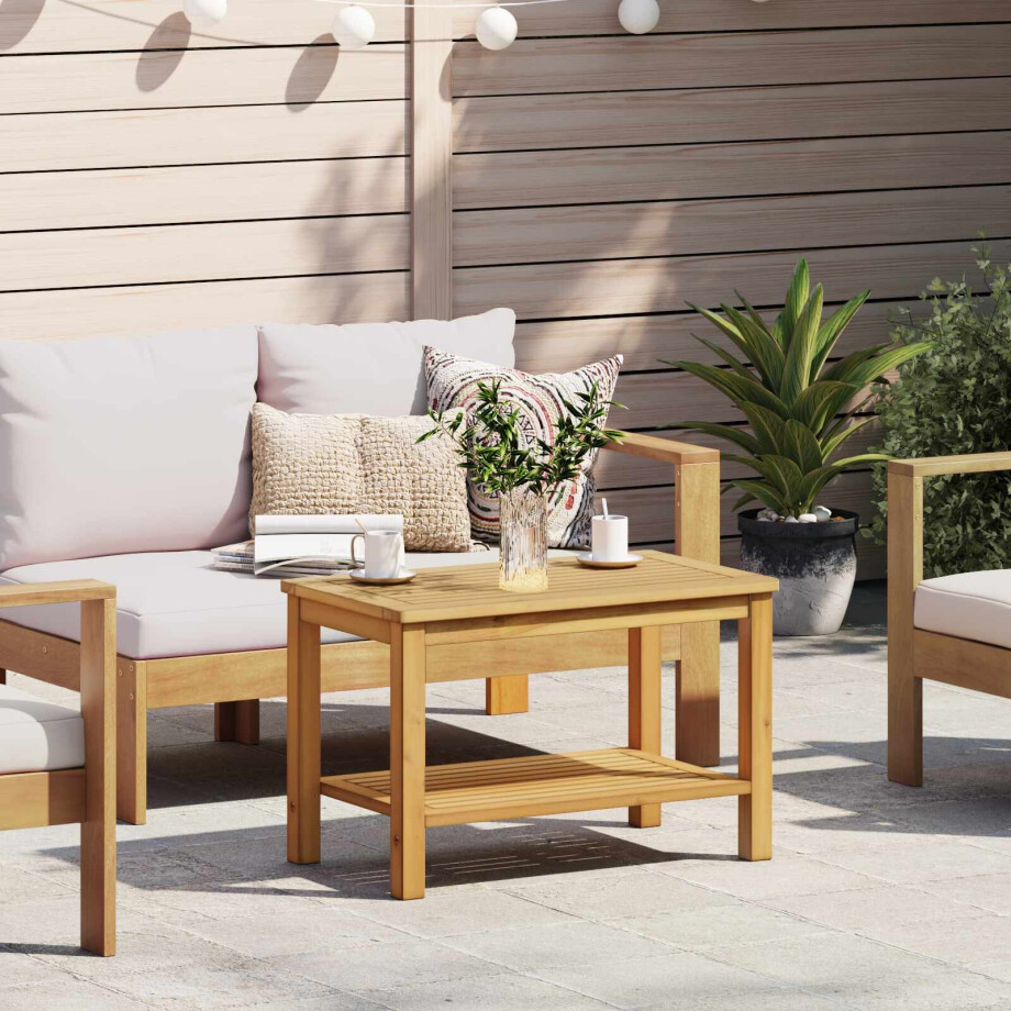 vidaXL Bijzettafel Olie naturel 70 x 40 x 45 cm Massief Acaciahout afbeelding 1