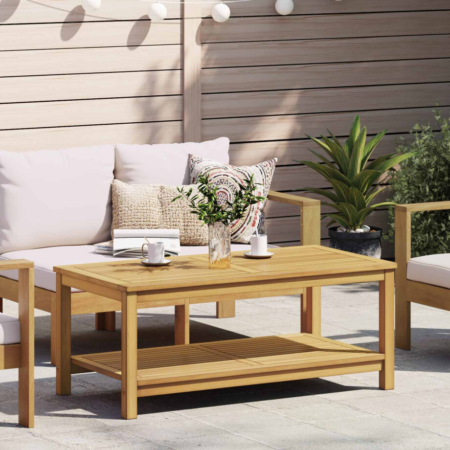 vidaXL Bijzettafel Olie naturel 110 x 55 x 45 cm Massief Acaciahout afbeelding 1