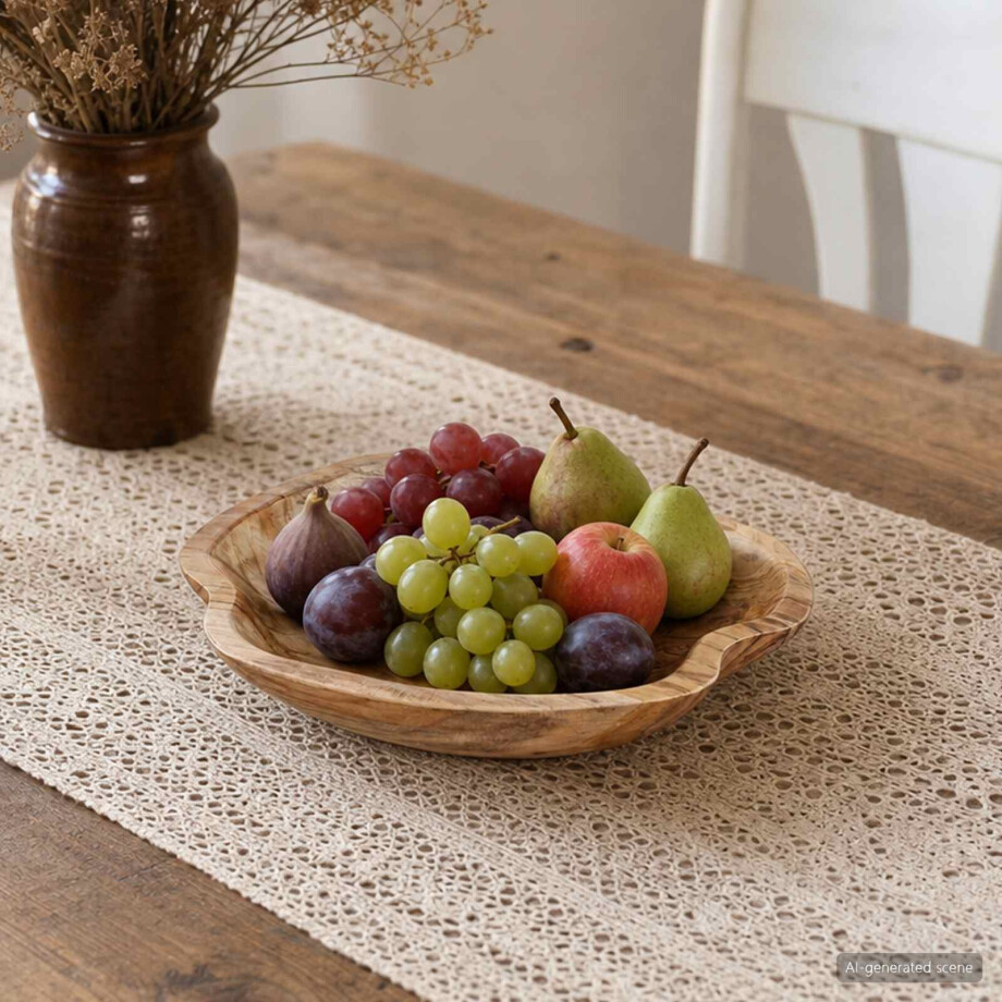 vidaXL Fruitschaal JEPARA Teakbruin Ø 30 cm Massief Teakhout afbeelding 1
