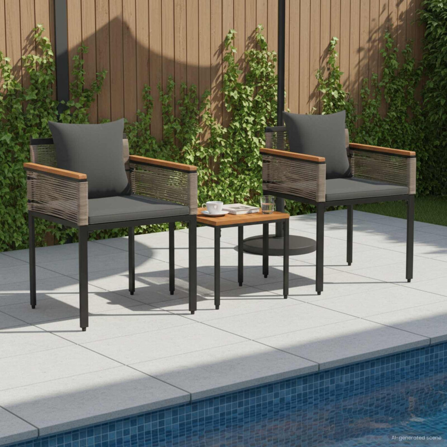 vidaXL Buitenmeubelset met kussen Grijs en Donkergrijs poly rattan afbeelding 1