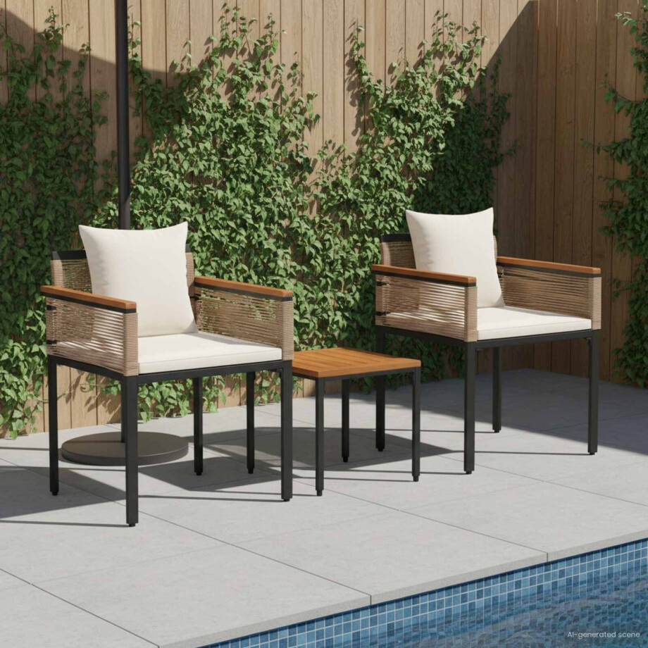 vidaXL Buitenmeubelset met kussen Beige en Crème Wit poly rattan afbeelding 1