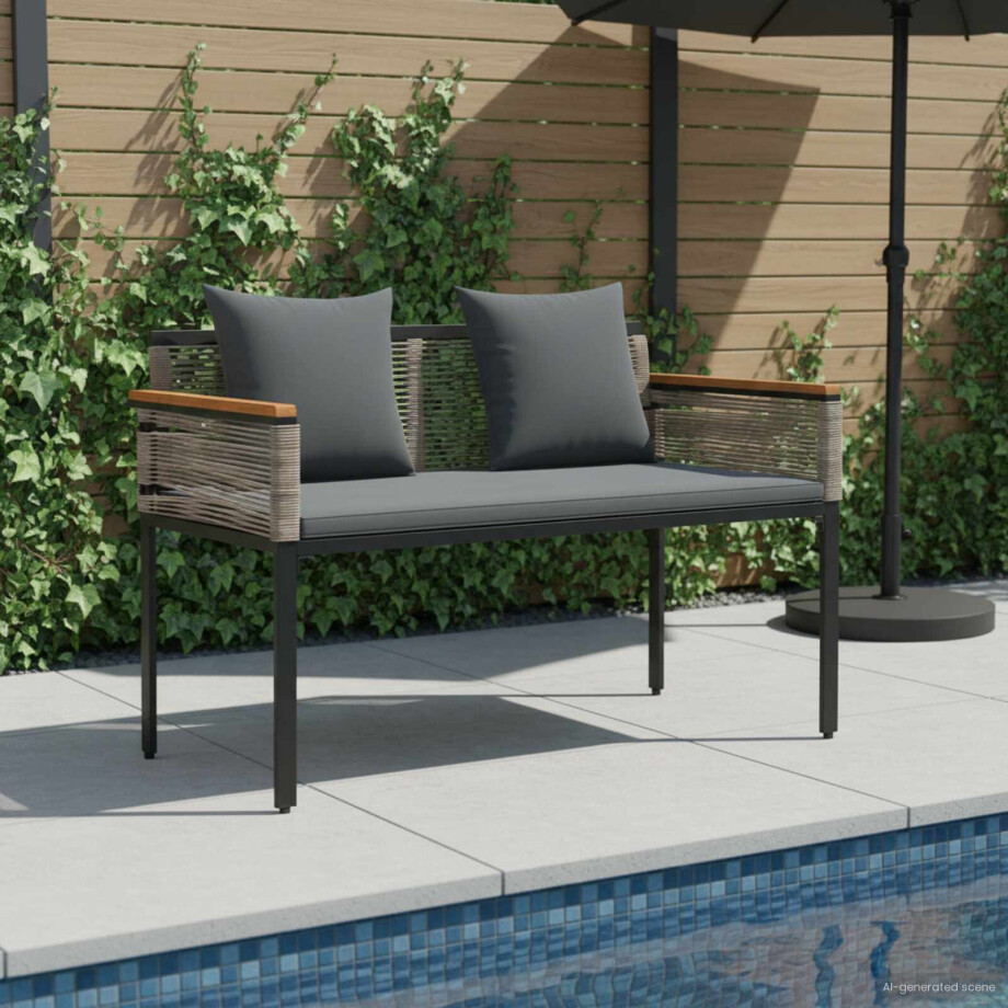 vidaXL Tuinbank Grijs en Donkergrijs 117 x 54 x 74.5 cm poly rattan afbeelding 1