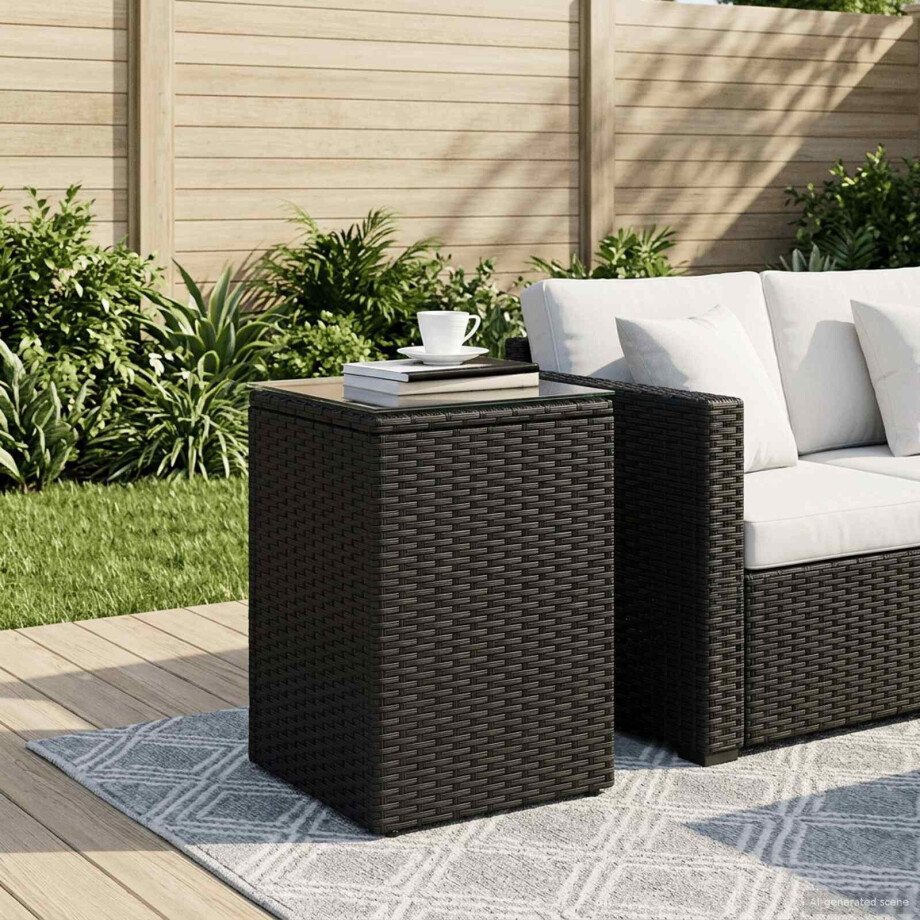 vidaXL Bijzettafel Zwart 35 x 35 x 50 cm poly rattan afbeelding 1