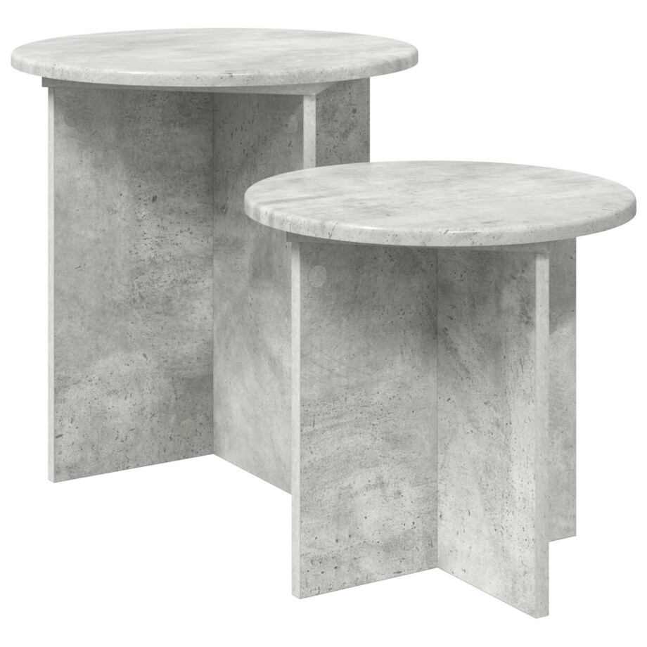 vidaXL Bijzettafelset met opslag 2 pcs Betongrijs Geconstrueerd hout afbeelding 1